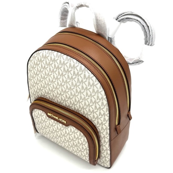 Michael Kors Medium Jaycee Zip Pocket Backpack & Bifold Zip Chain Wallet Vanilla - Picture 6 of 15